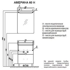 Тумба под умывальник напольная Aquaton Америна 60 H белый 1A169201AM010 Тумба под умывальник напольная Aquaton Америна 60 H белый 1A169201AM010, 2