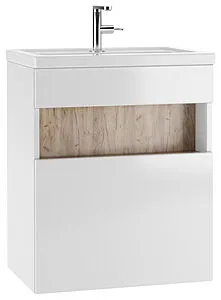 Тумба-умывальник подвесной Домино Fortuna 60 белый/дуб вотан DF3103T+4640021060773, 1