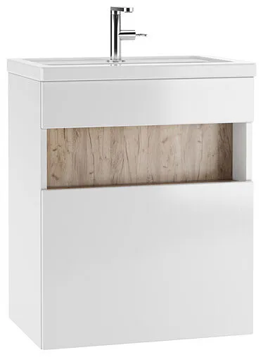 Тумба-умывальник подвесной Домино Fortuna 60 белый/дуб вотан DF3103T+4640021060773