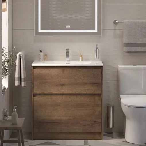 Тумба-умывальник напольная BelBagno KRAFT 80 Rovere Tabacco KRAFT39-800/390-2C-PIA-RT+BB800/390ETL