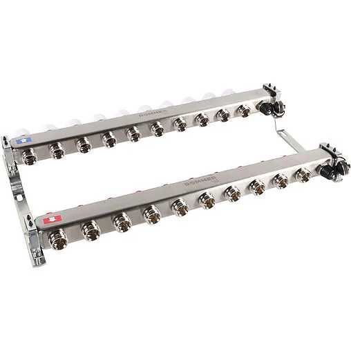 Группа коллекторная без расходомеров 10 отводов 1&quot;в/в x ¾&quot;ек Rommer RMS-3201-000010