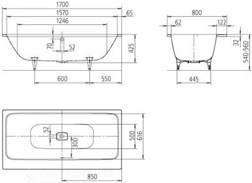 Ванна стальная Kaldewei Asymmetric Duo 170x80 mod. 740 anti-slip+easy-clean белый 274030003001