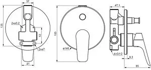 Смеситель для ванны скрытого монтажа Damixa Jupiter чёрный матовый 777100300 Смеситель для ванны скрытого монтажа Damixa Jupiter чёрный матовый 777100300, 2