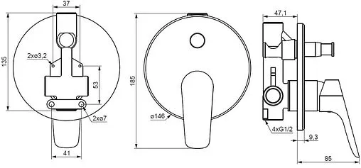 Смеситель для ванны скрытого монтажа Damixa Jupiter чёрный матовый 777100300 Смеситель для ванны скрытого монтажа Damixa Jupiter чёрный матовый 777100300