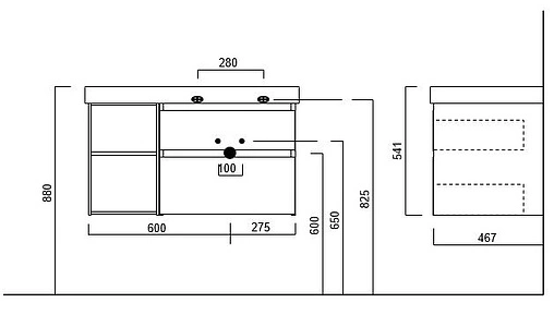 Тумба под умывальник подвесная Kerama Marazzi Cubo 90 белый/ментс CUB.90Rh\WHT.M