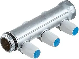 Коллектор регулирующий проходной 3 отвода 1"в/н x ¾"ек Tiemme MAXIMA 1860013 Коллектор регулирующий проходной 3 отвода 1"в/н x ¾"ек Tiemme MAXIMA 1860013, 2