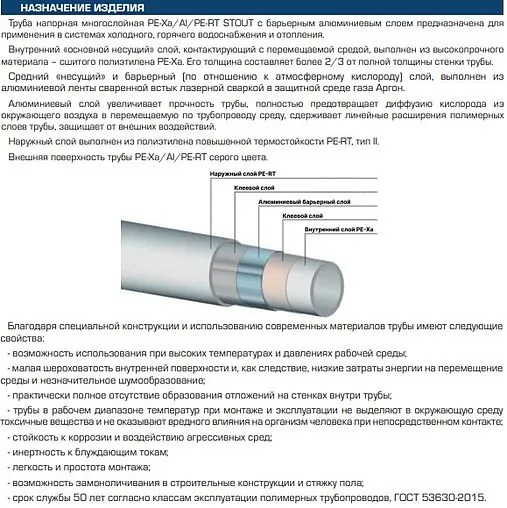 Труба металлополимерная Stout Stabil 25 x 3.7 мм PE-Xa/AL/PE-RT бухта 50м SPS-0002-002537