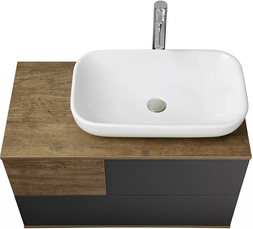 Тумба-умывальник подвесная Aquaton Терра 85 дуб кантри/антрацит 1A2472K0TEKA0