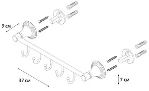 Планка с 5-ю крючками Fixsen Best хром FX-71605-5 Планка с 5-ю крючками Fixsen Best хром FX-71605-5, 3