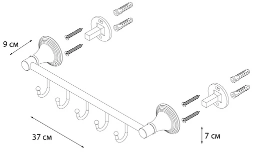 Планка с 5-ю крючками Fixsen Best хром FX-71605-5