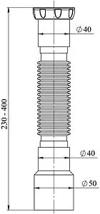 Слив гофрированный Unicorn 1½x40/50мм L=230-400мм D45 Слив гофрированный Unicorn 1½x40/50мм L=230-400мм D45, 2