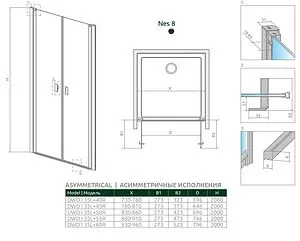 Дверь в нишу 850мм прозрачное стекло Radaway NES 8 Black DWD I 85 10077035-54-01L+10077050-54-01R Дверь в нишу 850мм прозрачное стекло Radaway NES 8 Black DWD I 85 10077035-54-01L+10077050-54-01R, 2