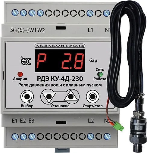 Реле контроля уровня воды в емкости с выносным датчиком 4-20 мА Extra Акваконтроль РДЭ КУ-4Д-230-1-5-1/0-6м 4515022401