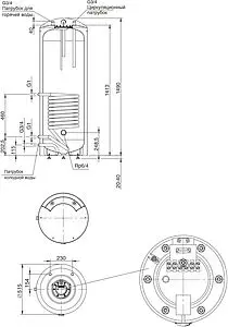 Бойлер комбинированного нагрева Stout (200 л, 32 кВт) SWH-1110-050200, 2