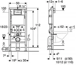 Инсталляция для подвесного унитаза Set 3 в 1 Geberit Duofix 458.128.DW.1 с кнопкой Delta 51 черный глянцевый Инсталляция для подвесного унитаза Set 3 в 1 Geberit Duofix 458.128.DW.1 с кнопкой Delta 51 черный глянцевый, 2