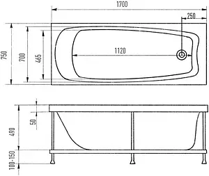 Ванна акриловая Eurolux Troya 170х75 E1017075040 Ванна акриловая Eurolux Troya 170х75 E1017075040, 2