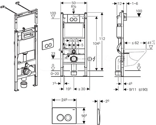 Комплект 5 в 1 Geberit Idol 458.122.2U.1 с кнопкой Delta21 белый глянцевый Комплект 5 в 1 Geberit Idol 458.122.2U.1 с кнопкой Delta21 белый глянцевый