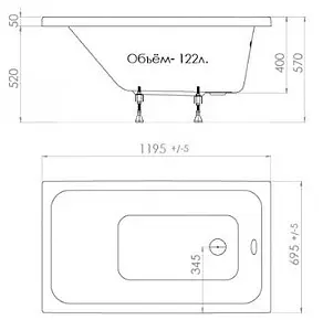 Ванна акриловая Triton Ультра 120x70 Щ0000017400 Ванна акриловая Triton Ультра 120x70 Щ0000017400, 2