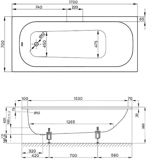 Ванна стальная Bette Form 170x70 anti-slip+easy-clean белый 2945-000 AD, PLUS, AR Ванна стальная Bette Form 170x70 anti-slip+easy-clean белый 2945-000 AD, PLUS, AR