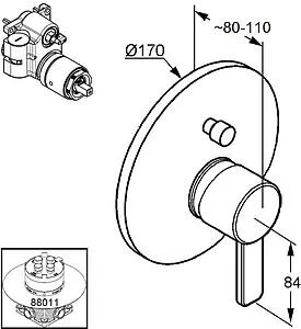 Смеситель для ванны скрытого монтажа Kludi Zenta хром 386500575 Смеситель для ванны скрытого монтажа Kludi Zenta хром 386500575, 2