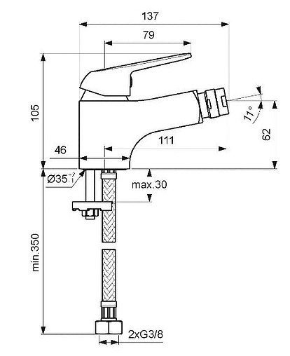 Смеситель для биде Vidima Fine хром BA386AA