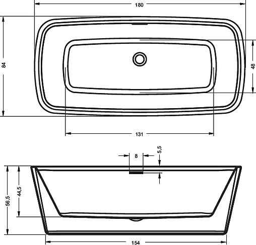 Ванна акриловая отдельностоящая Riho ADMIRE 180x84 BD0300500000000