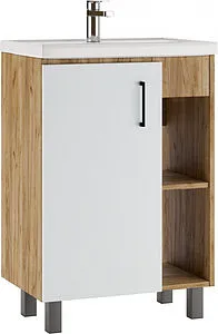 Тумба-умывальник напольный Домино Craft 60 белый/дуб вотан DCr2215T+4640021060773, 1