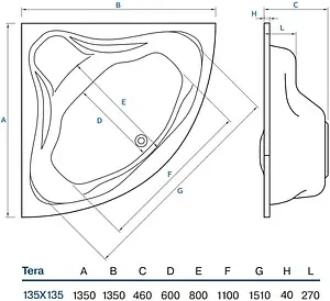 Ванна акриловая Koller Pool Tera 135х135, 2