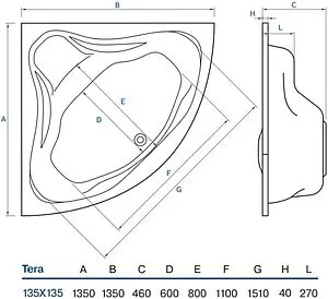 Ванна акриловая Koller Pool Tera 150х150, 2