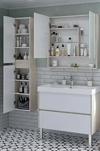 Шкаф-зеркало Aquaton Сканди 90 белый/дуб верона 1A252302SDB20, 5