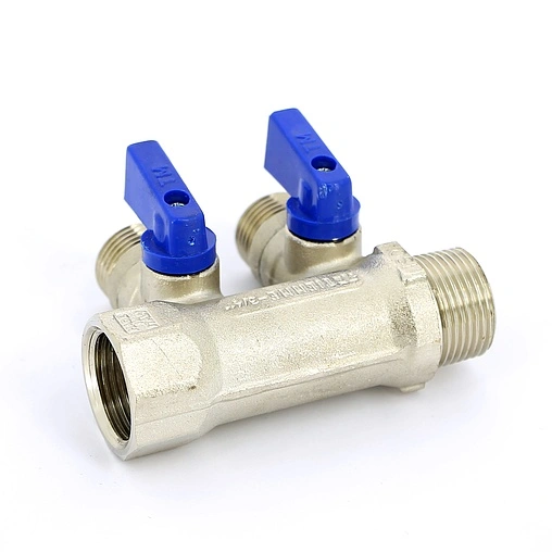 Коллектор запорный проходной 2 отвода ¾&quot;в/н x ½&quot;к Tiemme NINO 1820004