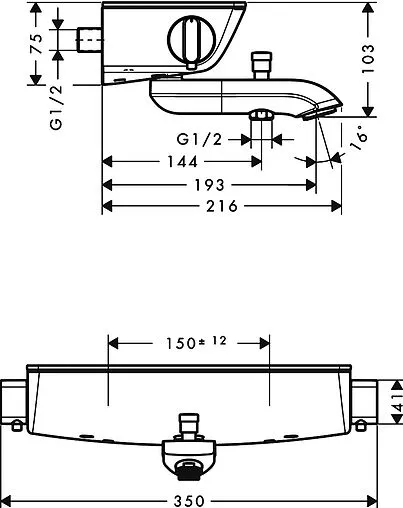 Термостат для ванны Hansgrohe Ecostat Select хром 13141000 Термостат для ванны Hansgrohe Ecostat Select хром 13141000