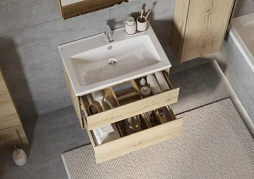 Тумба под умывальник подвесная Aquaton Либерти 75 дуб эльвезия 1A279501LYC70