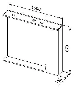 Шкаф-зеркало Aquanet Донна 100 R дуб белый 00169184, 2