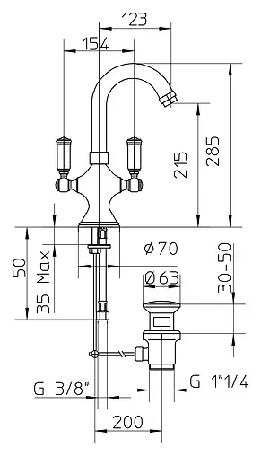 Смеситель для раковины Bossini Liberty золото Z001301.021
