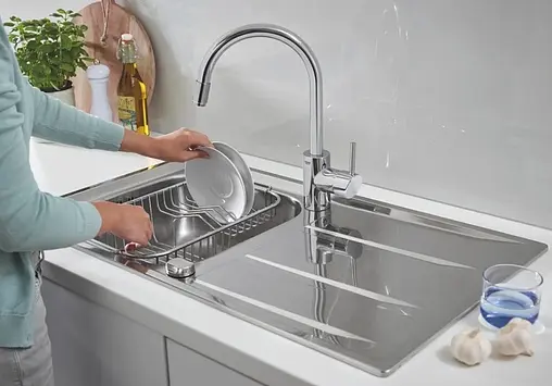 Мойка кухонная со смесителем Grohe K400 86x50 нержавеющая сталь 31570SD0