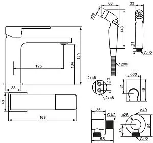 Смеситель для раковины с гигиеническим душем Damixa Gala чёрный матовый 530300300 Смеситель для раковины с гигиеническим душем Damixa Gala чёрный матовый 530300300, 2