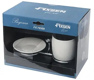Стакан с мыльницей Fixsen Bogema хром/белый с рисунком FX-78506+08 Стакан с мыльницей Fixsen Bogema хром/белый с рисунком FX-78506+08, 2