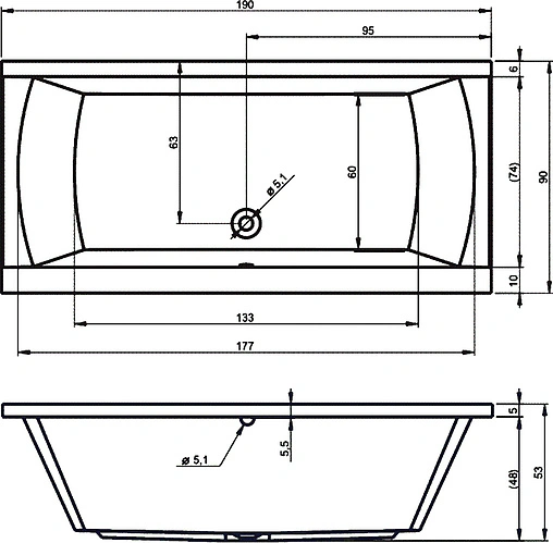 Ванна акриловая Riho JULIA 190x90 B023001005
