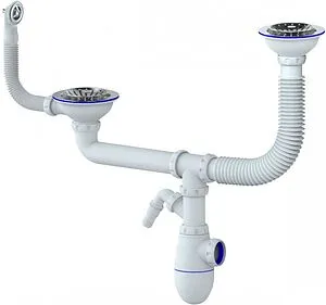 Сифон бутылочный для двойной мойки с переливом Unicorn В710V Сифон бутылочный для двойной мойки с переливом Unicorn В710V, 1