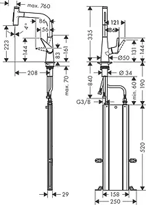 Смеситель для кухни с выдвижным изливом Hansgrohe Talis Select M51 220 2jet sBox под сталь 73868800, 2