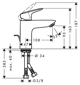 Смеситель для раковины Hansgrohe Logis 100 хром 71100000, 2