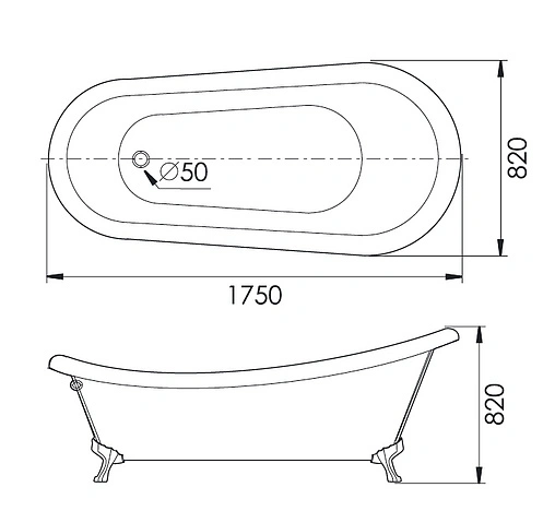 Ванна акриловая отдельностоящая Gemy 175x82 G9030 C