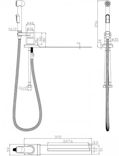 Гигиенический душ со смесителем Rossinka хром X25-56