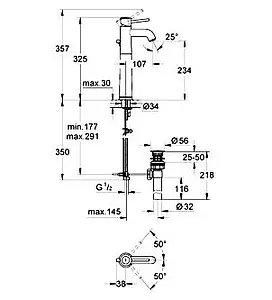 Смеситель для раковины Grohe BauClassic хром 32868000, 3