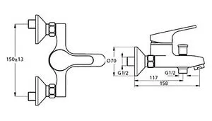 Смеситель для ванны Ideal Standard Slimline II хром B9088AA, 2