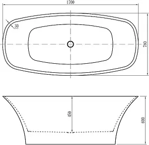 Ванна акриловая отдельностоящая Aquanet Pleasure 170x78 00208597 Ванна акриловая отдельностоящая Aquanet Pleasure 170x78 00208597, 5