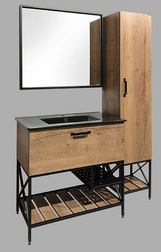 Тумба-умывальник напольная Comforty Бредфорд 90 дуб тёмный/чёрный 00004148003CF