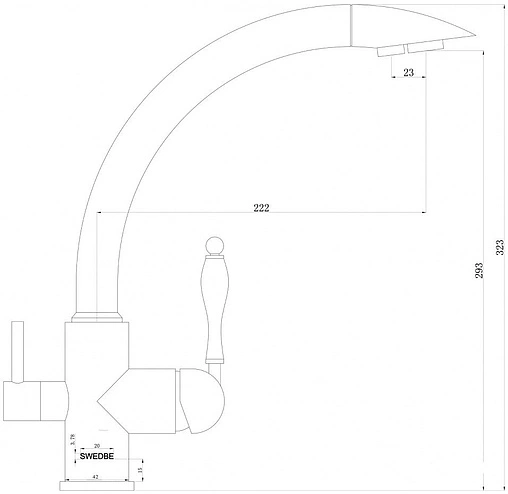 Смеситель для кухни с подключением к фильтру Swedbe Selene Plus бронза 8043