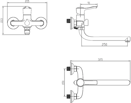 Смеситель для ванны с длинным изливом SMARTsant Винтаж бронза/белый SM263512BR Смеситель для ванны с длинным изливом SMARTsant Винтаж бронза/белый SM263512BR